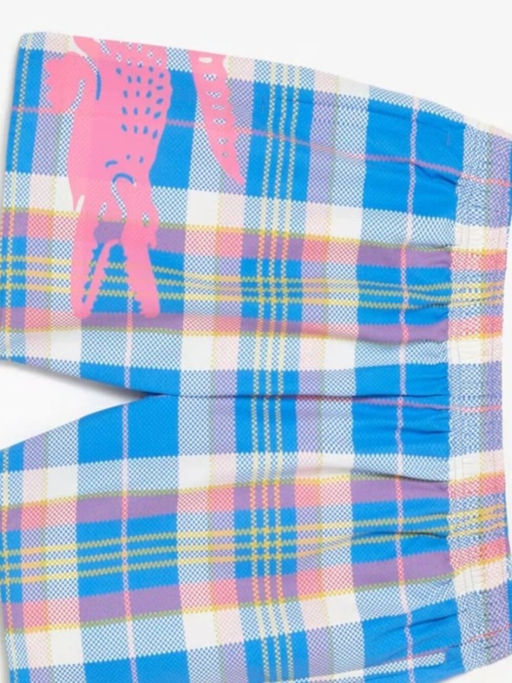 Lacoste Men's "Big Alligator" Plaid Logo Swim Shorts Size Medium (NEW)